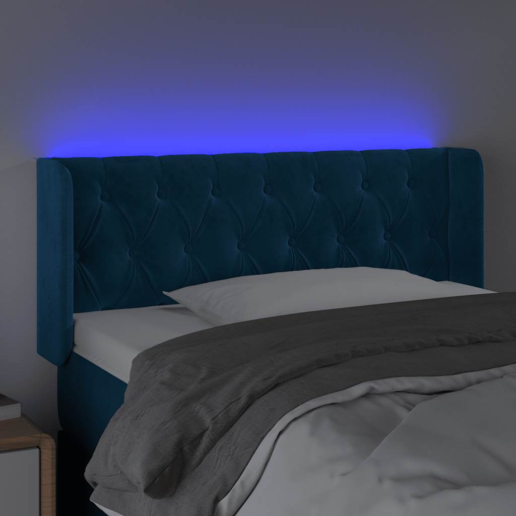 LED uzglavlje tamnoplavo 103x16x78/88 cm baršunasto