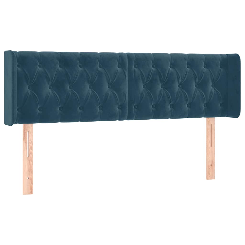 LED uzglavlje tamnoplavo 147x16x78/88 cm baršunasto