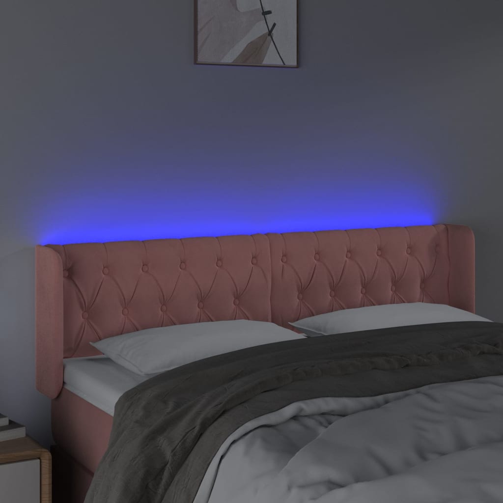 LED uzglavlje ružičasto 163x16x78/88 cm baršunasto