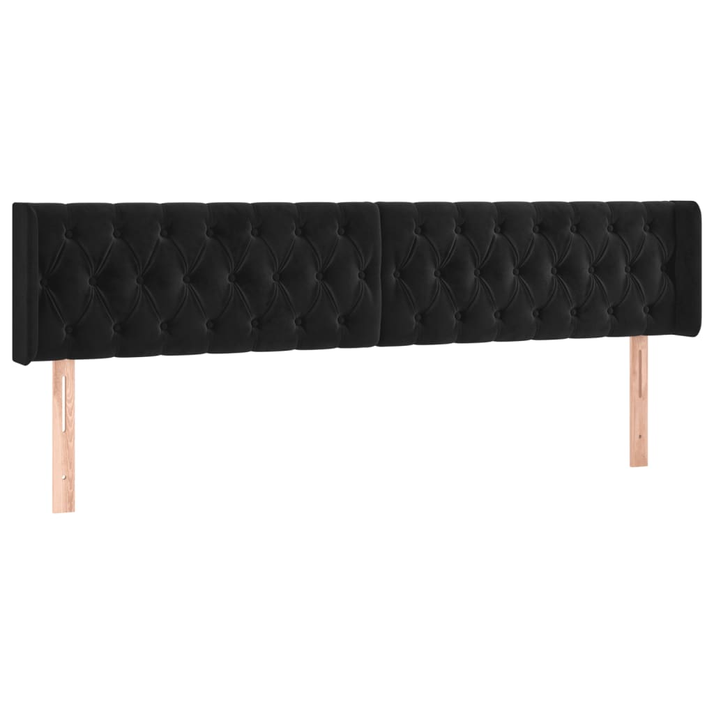 LED uzglavlje crno 183x16x78/88 cm baršunasto