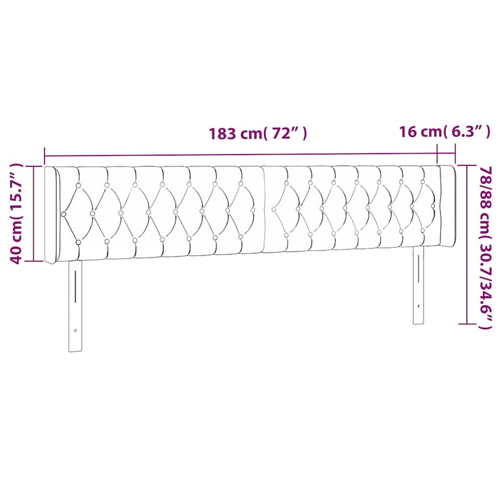 LED uzglavlje tamnoplavo 183x16x78/88 cm baršunasto