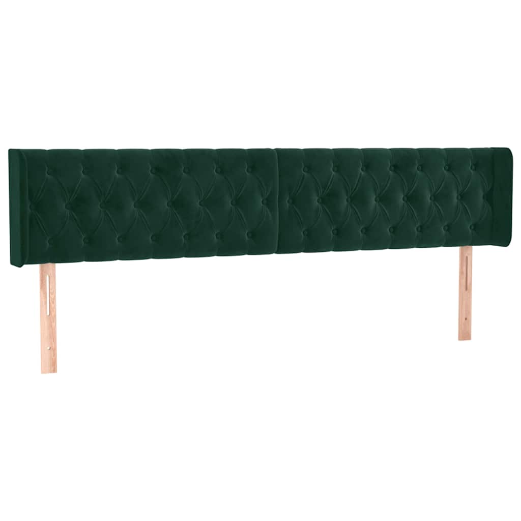 LED uzglavlje tamnozeleno 203x16x78/88 cm baršunasto