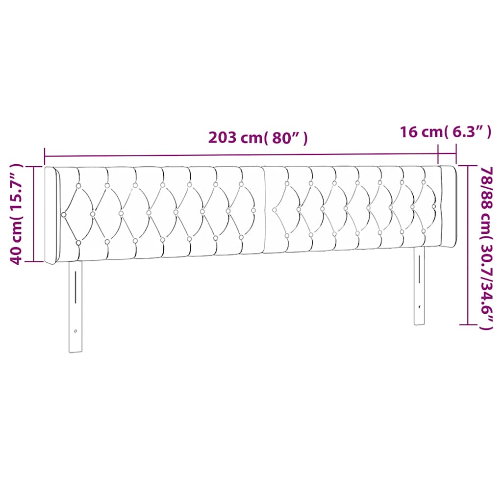 LED uzglavlje tamnozeleno 203x16x78/88 cm baršunasto