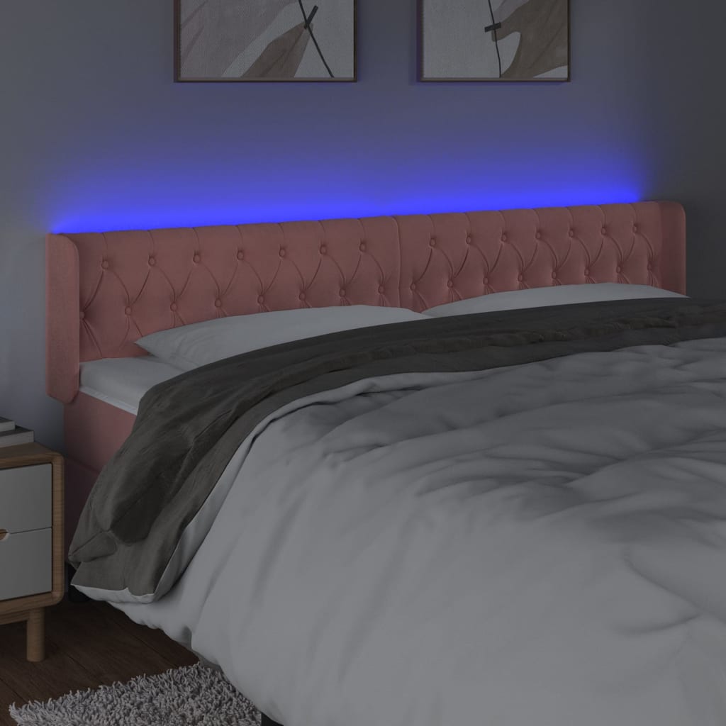 LED uzglavlje ružičasto 203x16x78/88 cm baršunasto