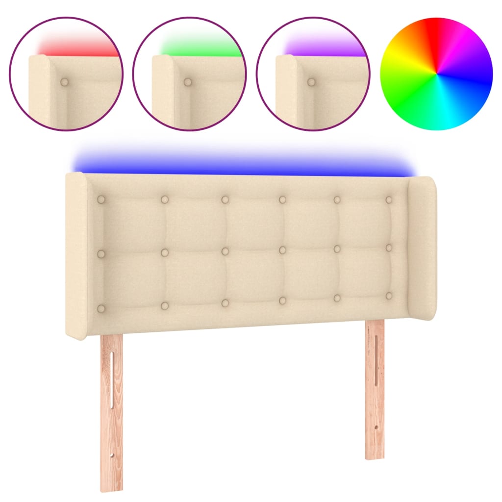 LED uzglavlje krem 93x16x78/88 cm od tkanine