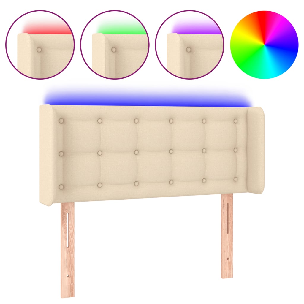 LED uzglavlje krem 103x16x78/88 cm od tkanine
