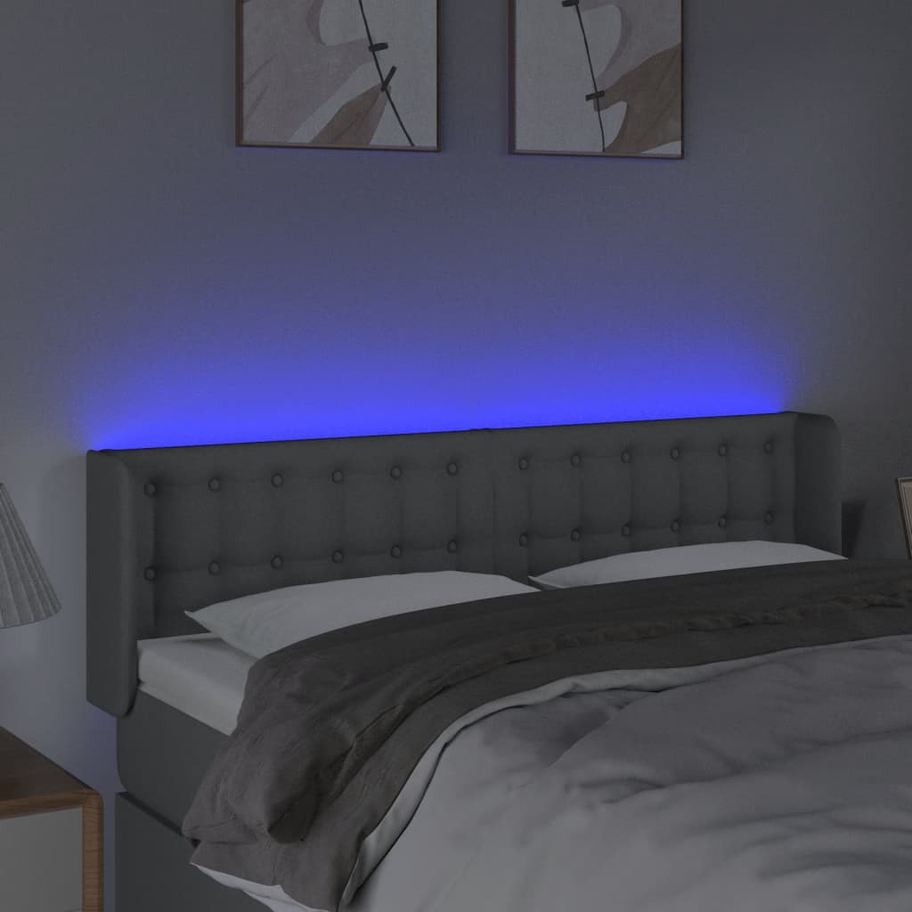 LED uzglavlje svjetlosivo 147x16x78/88 cm od tkanine