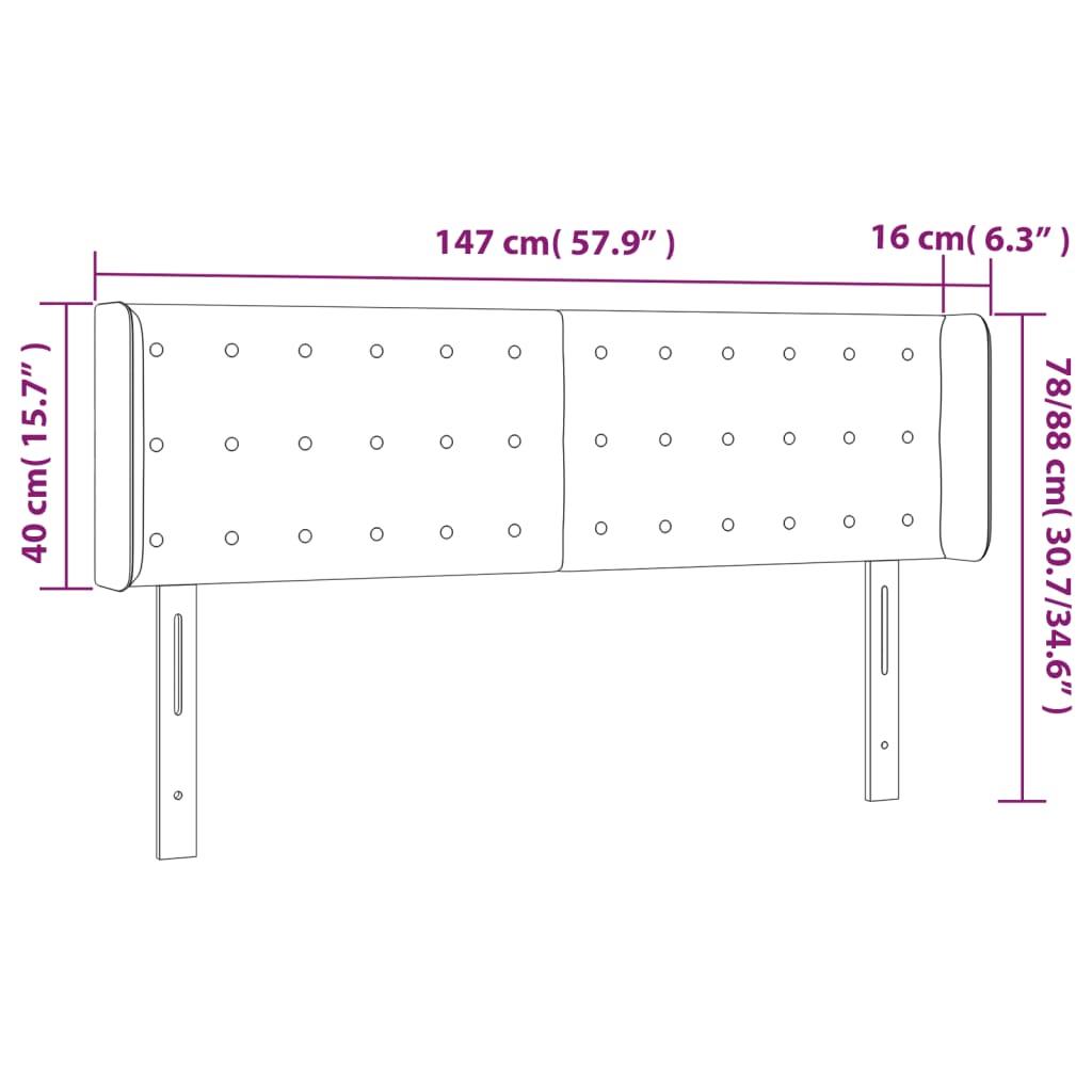 LED uzglavlje tamnosmeđe 147x16x78/88 cm od tkanine