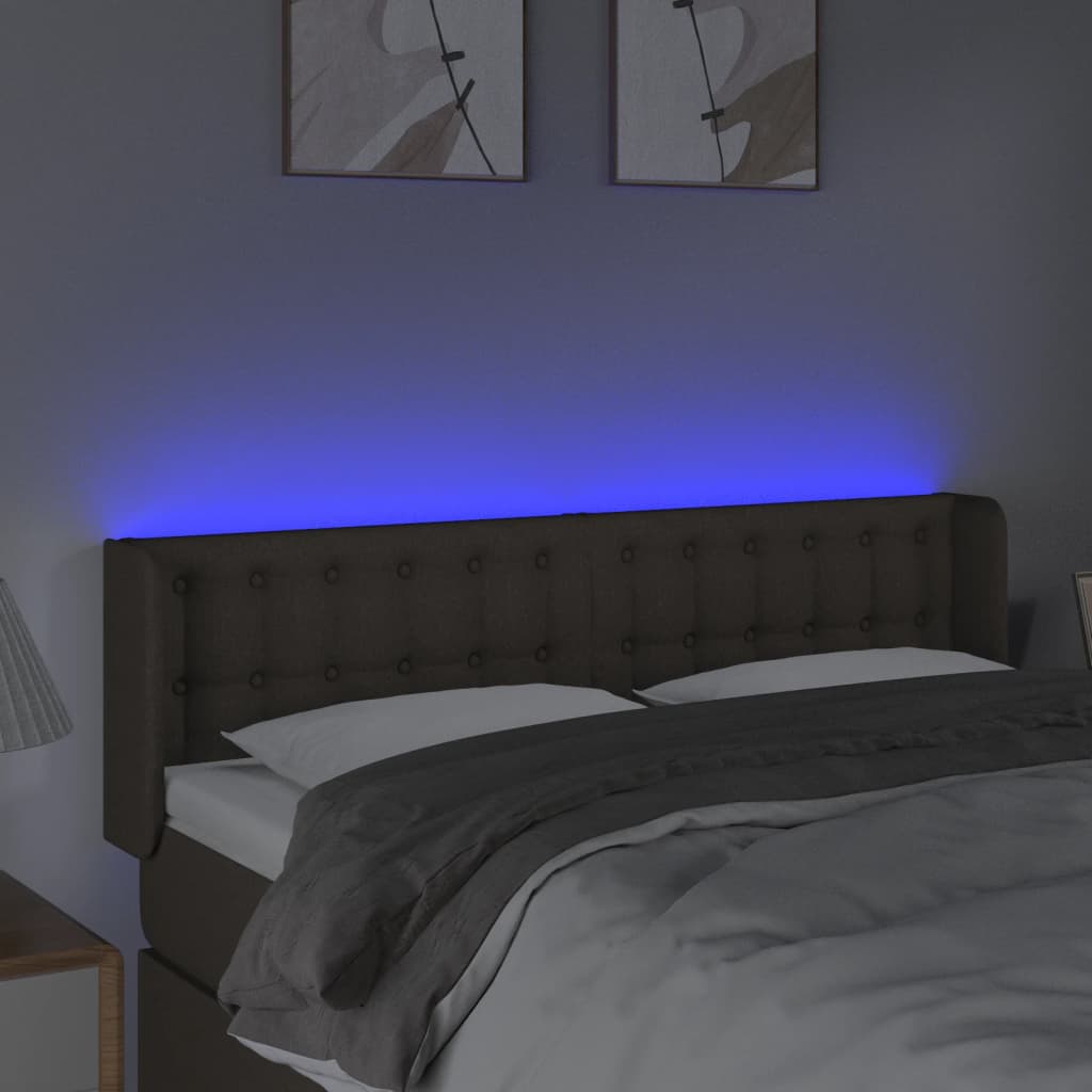 LED uzglavlje smeđesivo 147x16x78/88 cm od tkanine