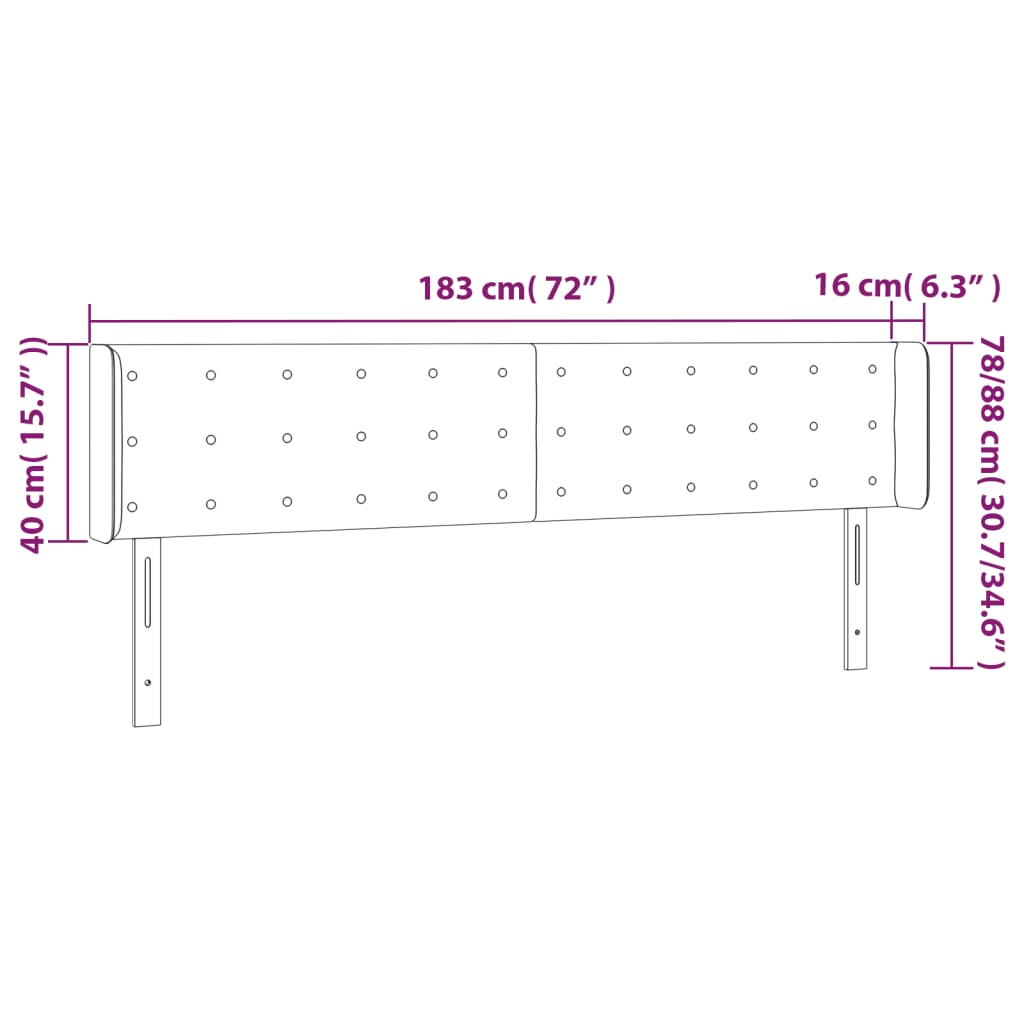 LED uzglavlje tamnosivo 183x16x78/88 cm od tkanine