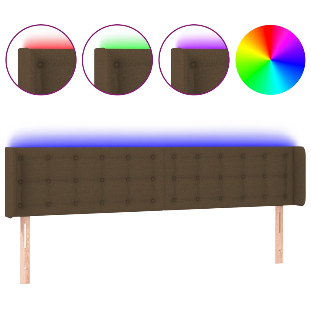 LED uzglavlje tamnosmeđe 183x16x78/88 cm od tkanine