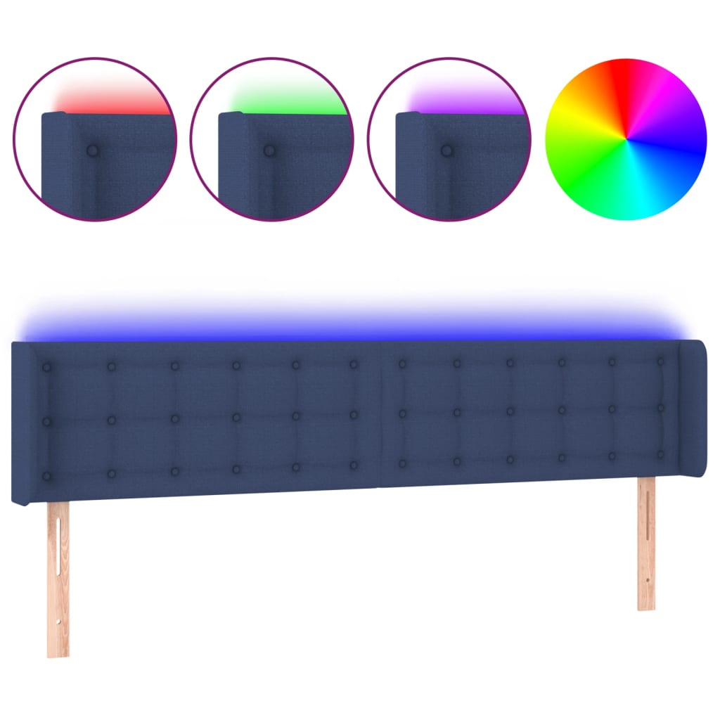LED uzglavlje plavo 183x16x78/88 cm od tkanine