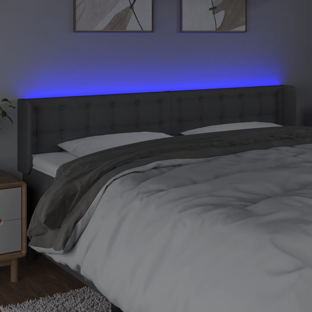 LED uzglavlje tamnosivo 203x16x78/88 cm od tkanine