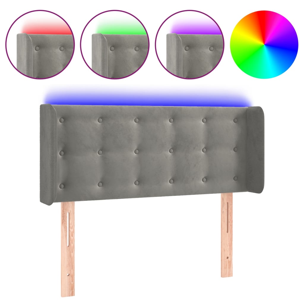LED uzglavlje svjetlosivo 83x16x78/88 cm baršunasto