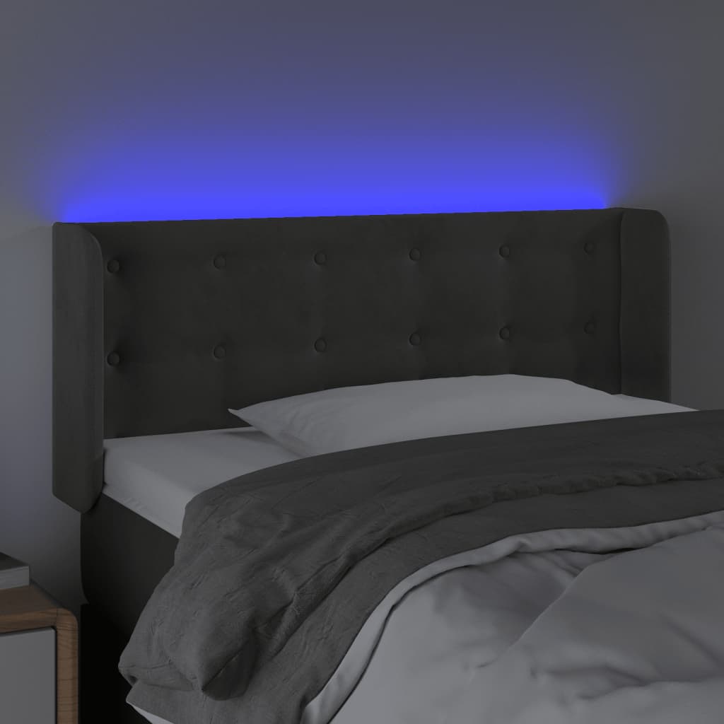 LED uzglavlje tamnosivo 83x16x78/88 cm baršunasto
