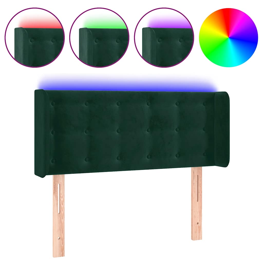 LED uzglavlje tamnozeleno 83x16x78/88 cm baršunasto