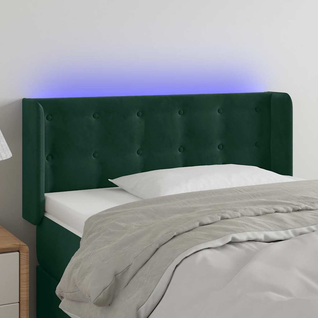 LED uzglavlje tamnozeleno 83x16x78/88 cm baršunasto