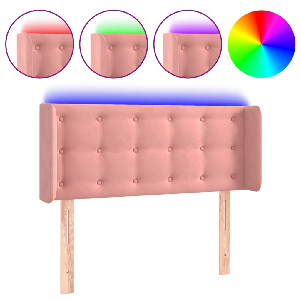 LED uzglavlje ružičasto 93x16x78/88 cm baršunasto