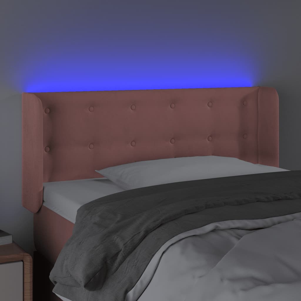 LED uzglavlje ružičasto 93x16x78/88 cm baršunasto