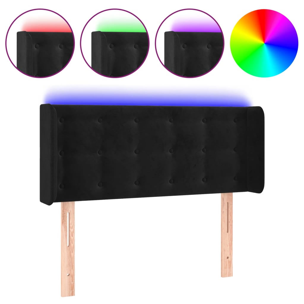 LED uzglavlje crno 103x16x78/88 cm baršunasto