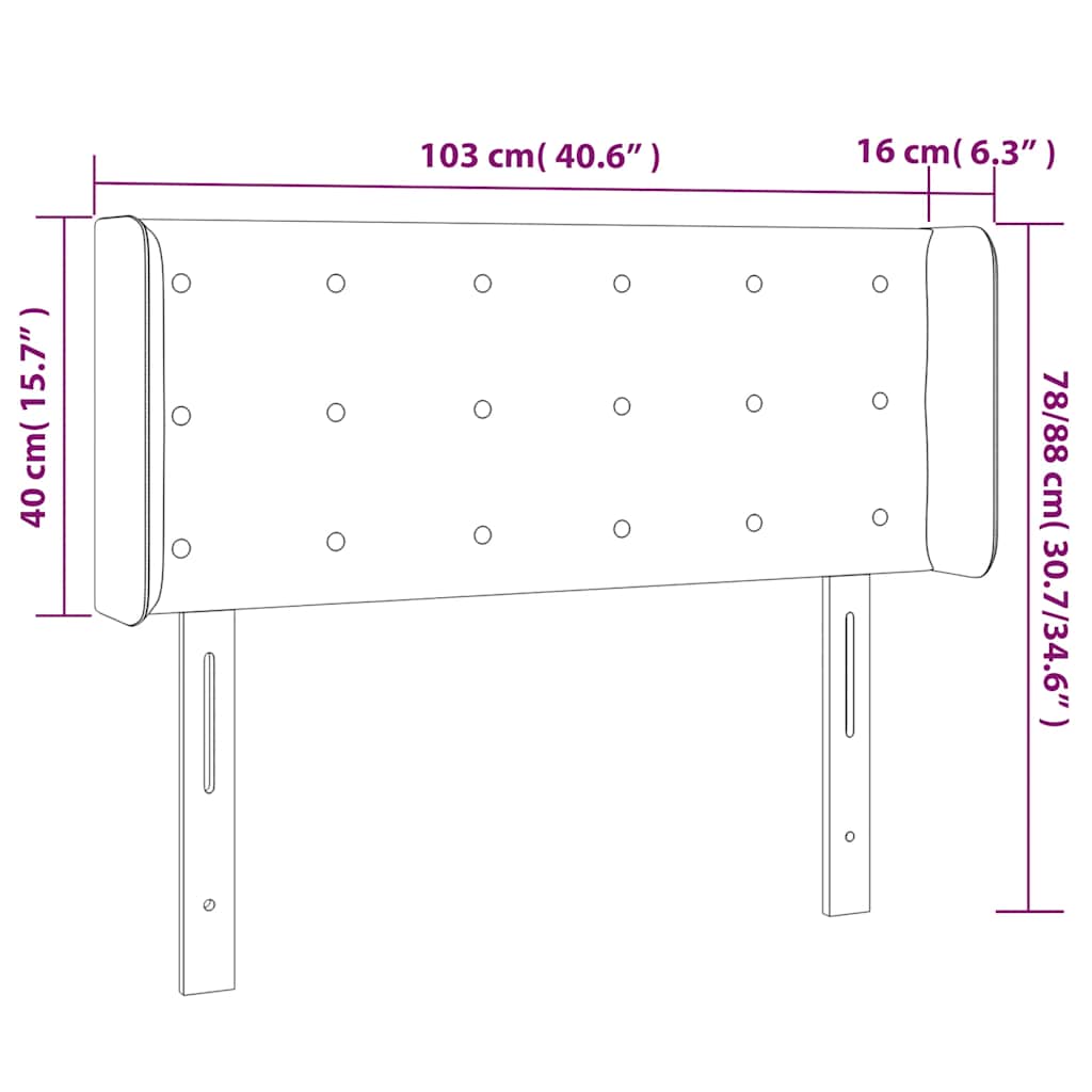 LED uzglavlje tamnozeleno 103x16x78/88 cm baršunasto