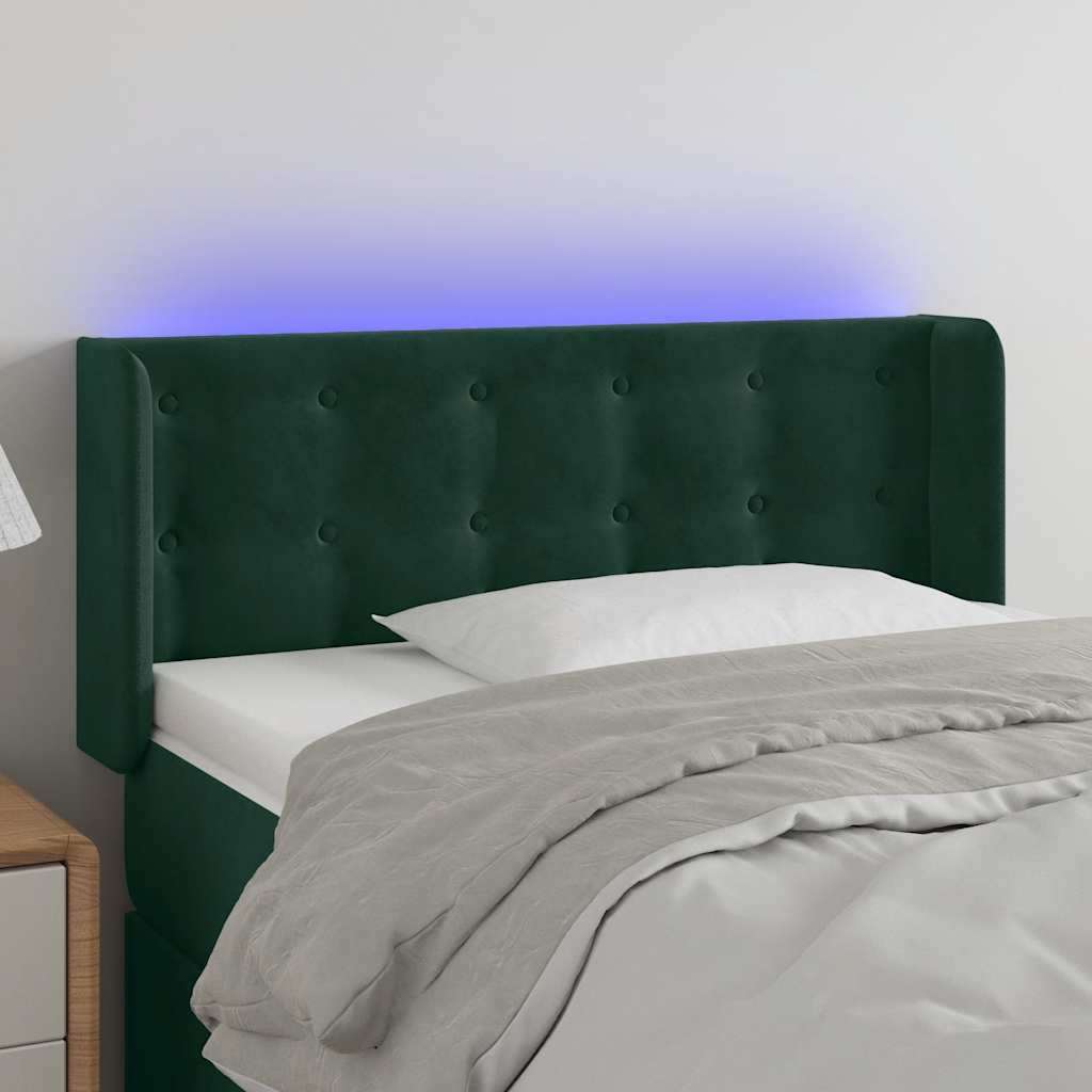 LED uzglavlje tamnozeleno 103x16x78/88 cm baršunasto