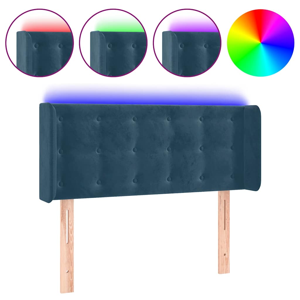 LED uzglavlje tamnoplavo 103x16x78/88 cm baršunasto