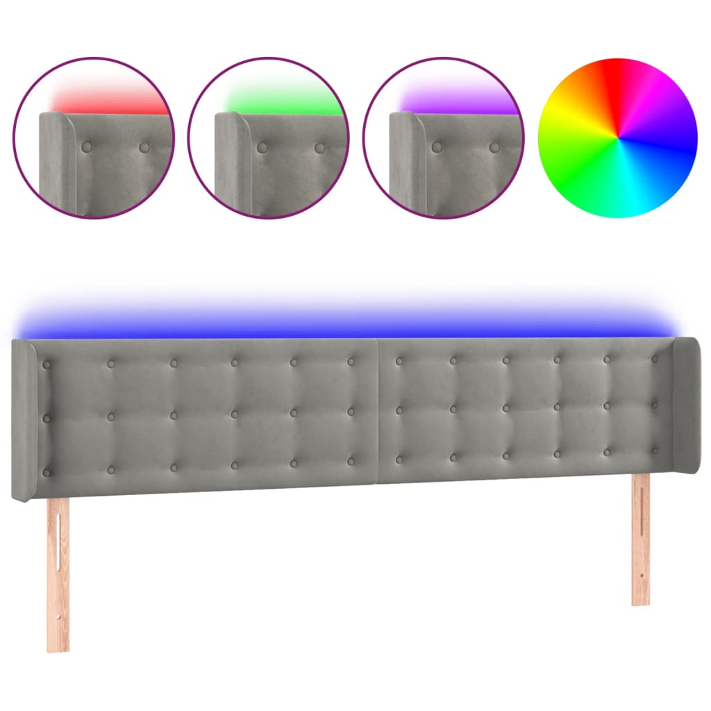 LED uzglavlje svjetlosivo 163x16x78/88 cm baršunasto