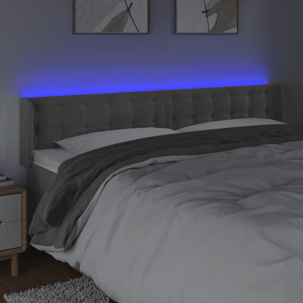 LED uzglavlje svjetlosivo 163x16x78/88 cm baršunasto