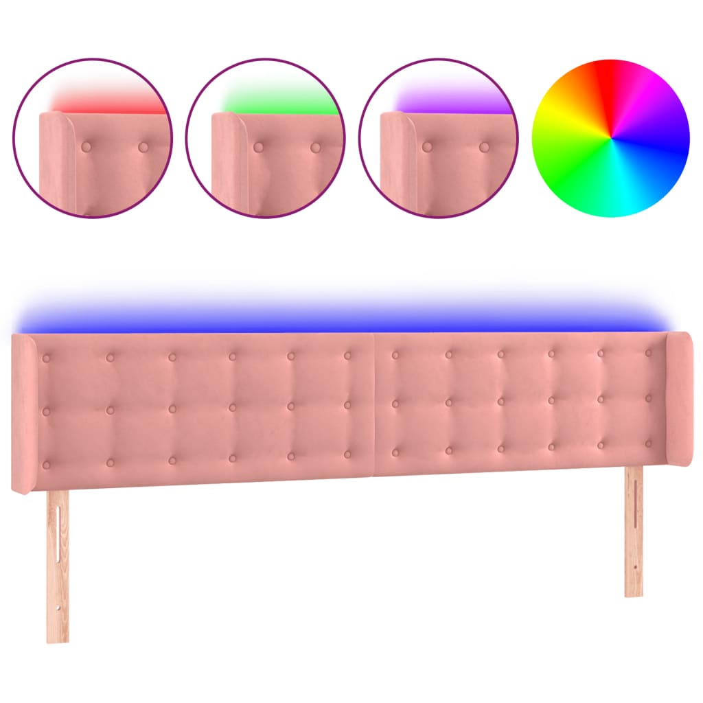 LED uzglavlje ružičasto 163x16x78/88 cm baršunasto
