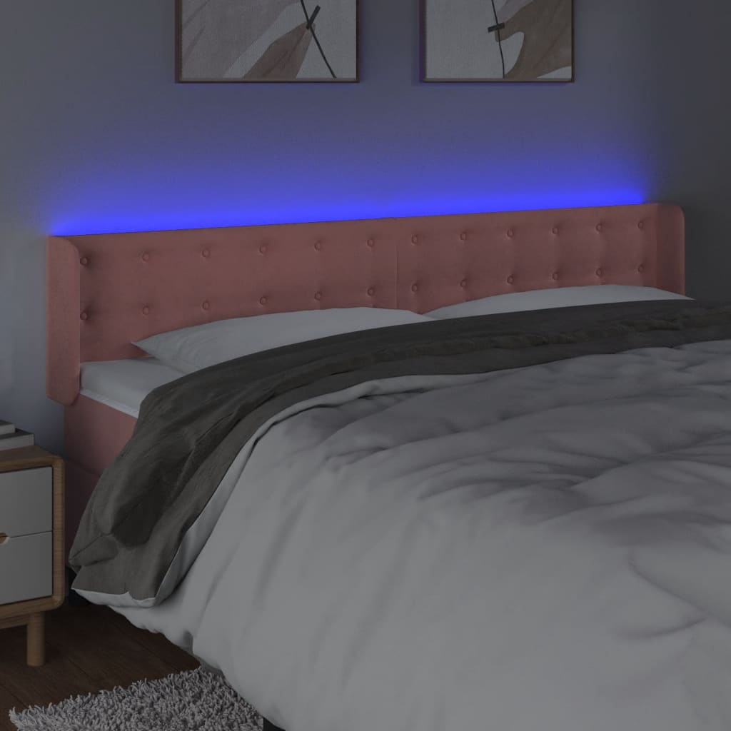 LED uzglavlje ružičasto 183x16x78/88 cm baršunasto