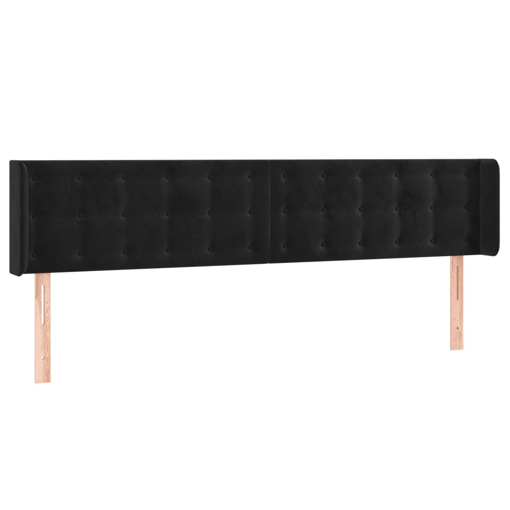 LED uzglavlje crno 203x16x78/88 cm baršunasto