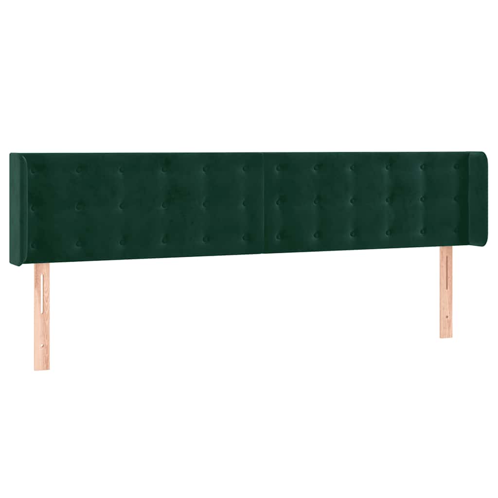 LED uzglavlje tamnozeleno 203x16x78/88 cm baršunasto