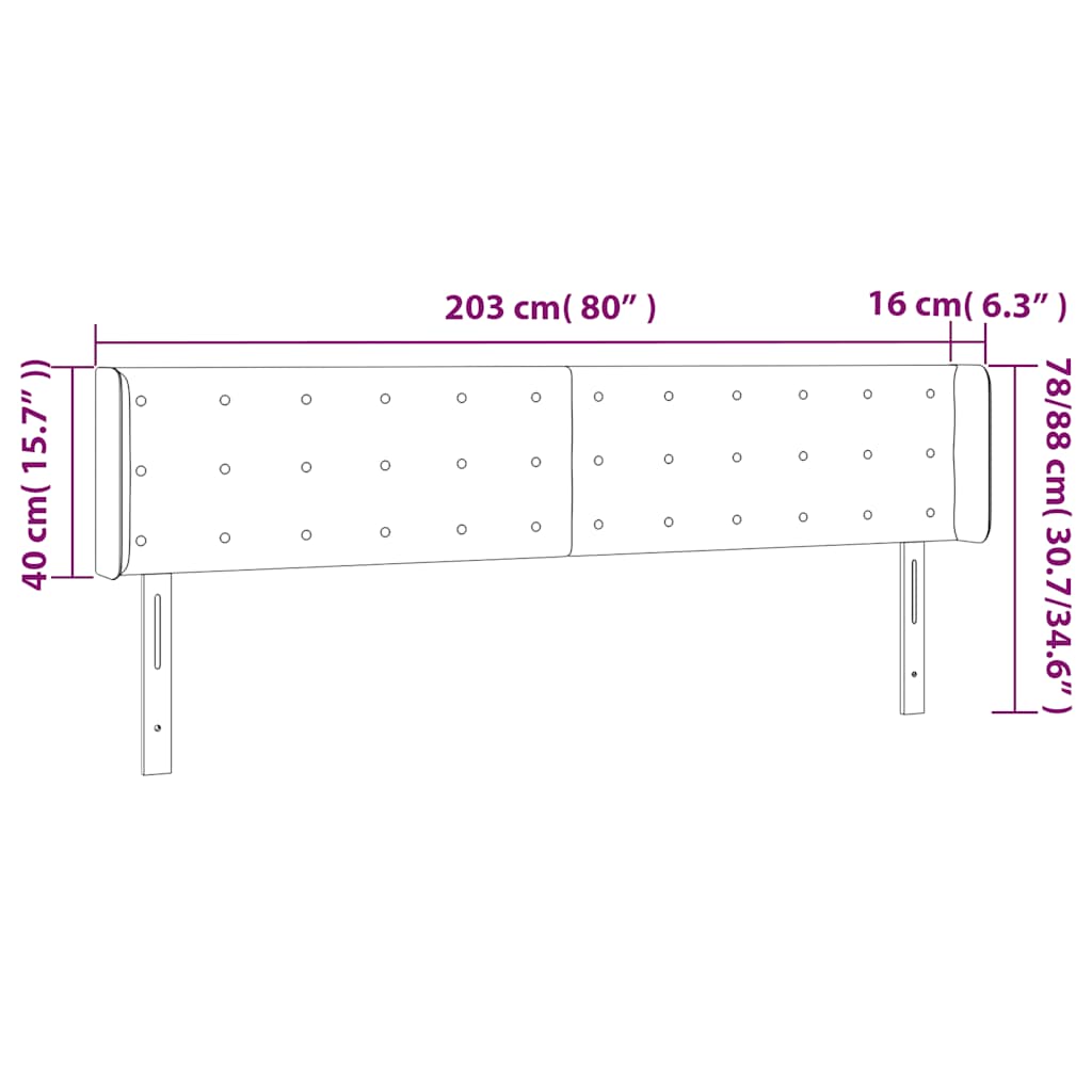 LED uzglavlje tamnozeleno 203x16x78/88 cm baršunasto