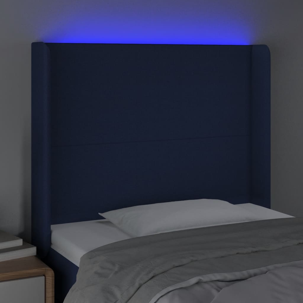 LED uzglavlje plavo 93 x 16 x 118/128 cm od tkanine