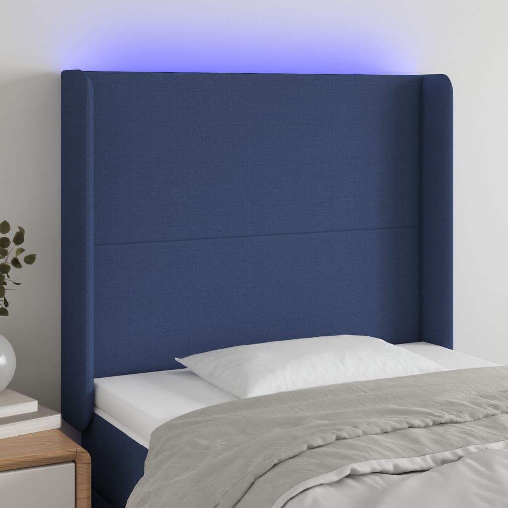 LED uzglavlje plavo 103 x 16 x 118/128 cm od tkanine
