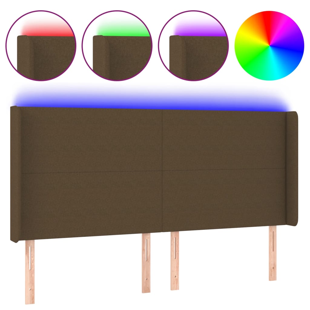 LED uzglavlje tamnosmeđe 163x16x118/128 cm od tkanine