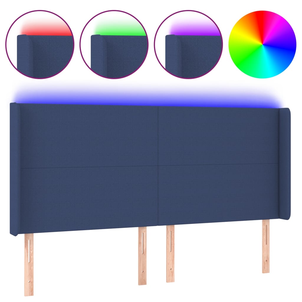 LED uzglavlje plavo 183 x 16 x 118/128 cm od tkanine