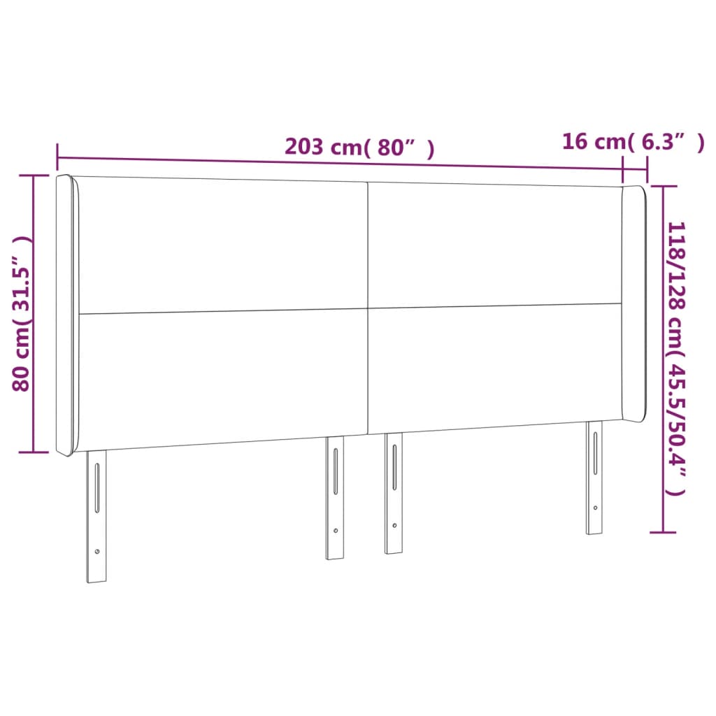 LED uzglavlje tamnosmeđe 203x16x118/128 cm od tkanine