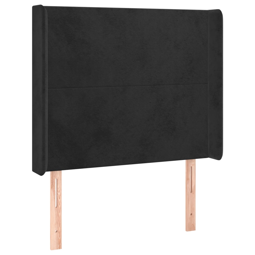 LED uzglavlje crno 83x16x118/128 cm baršunasto