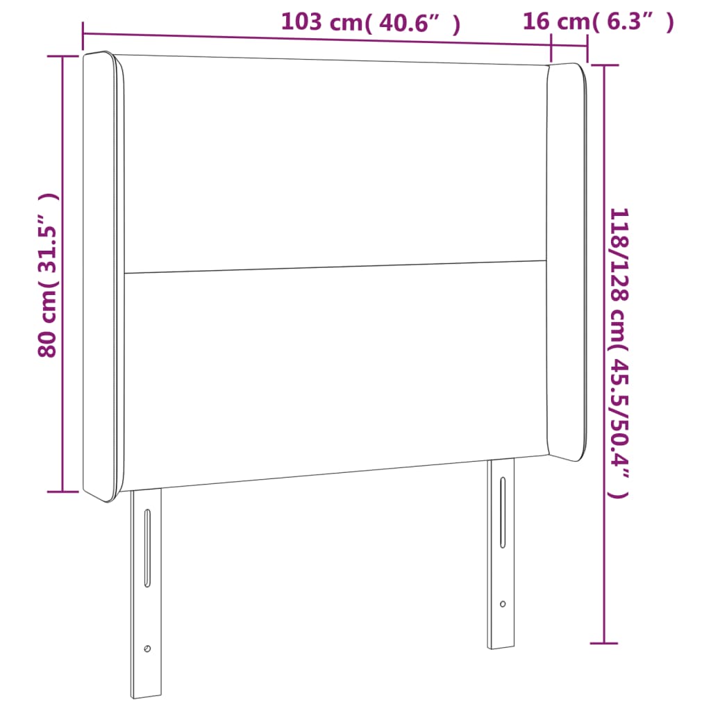 LED uzglavlje tamnosivo 103x16x118/128 cm baršunasto