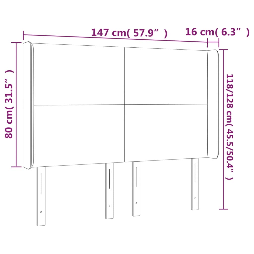 LED uzglavlje svjetlosivo 147 x 16 x 118/128 cm baršunasto