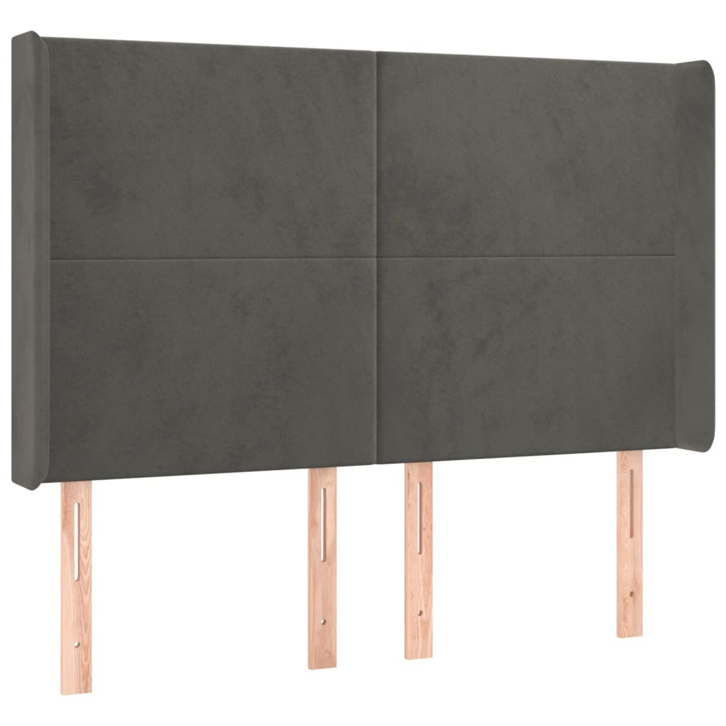 LED uzglavlje tamnosivo 147x16x118/128 cm baršunasto