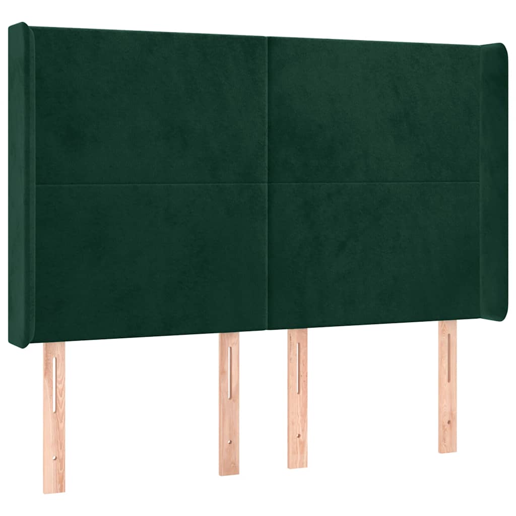 LED uzglavlje tamnozeleno 147x16x118/128 cm baršunasto