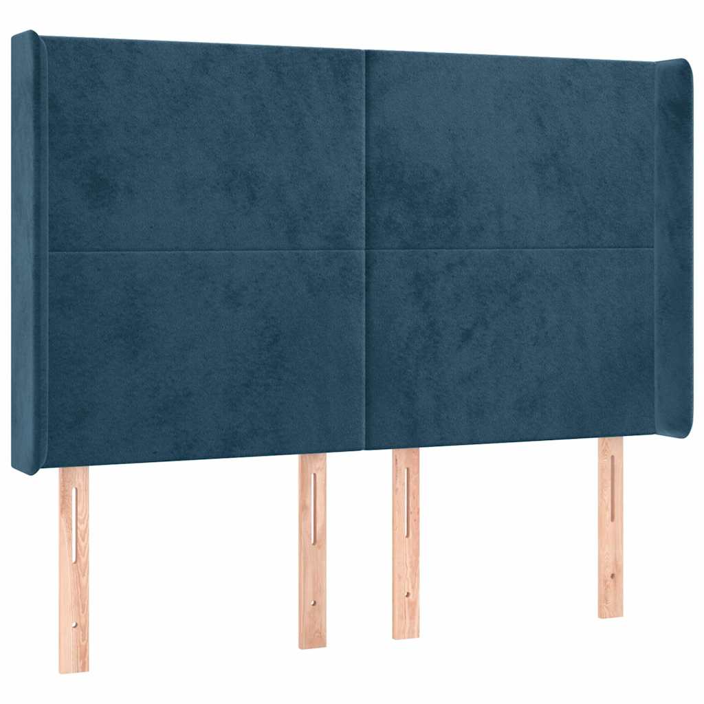 LED uzglavlje tamnoplavo 147x16x118/128 cm baršunasto