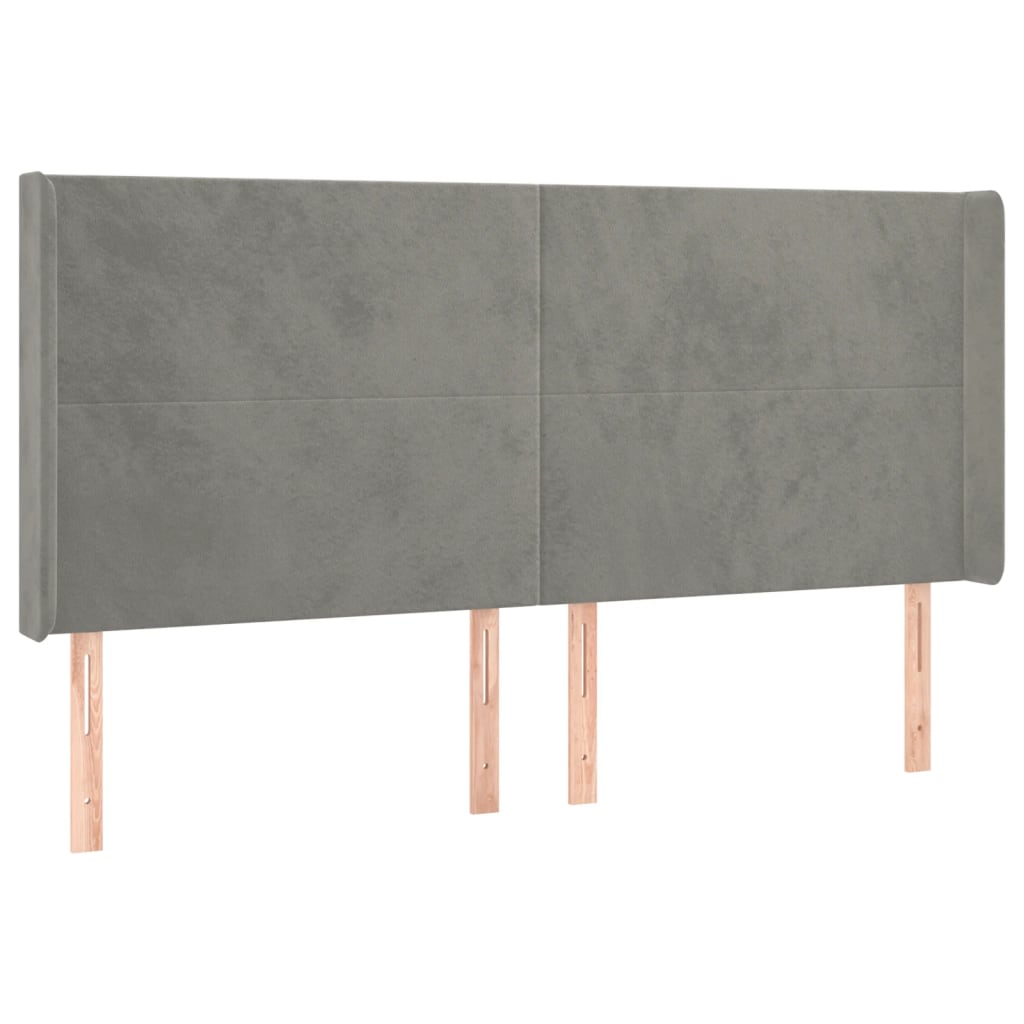 LED uzglavlje svjetlosivo 163 x 16 x 118/128 cm baršunasto