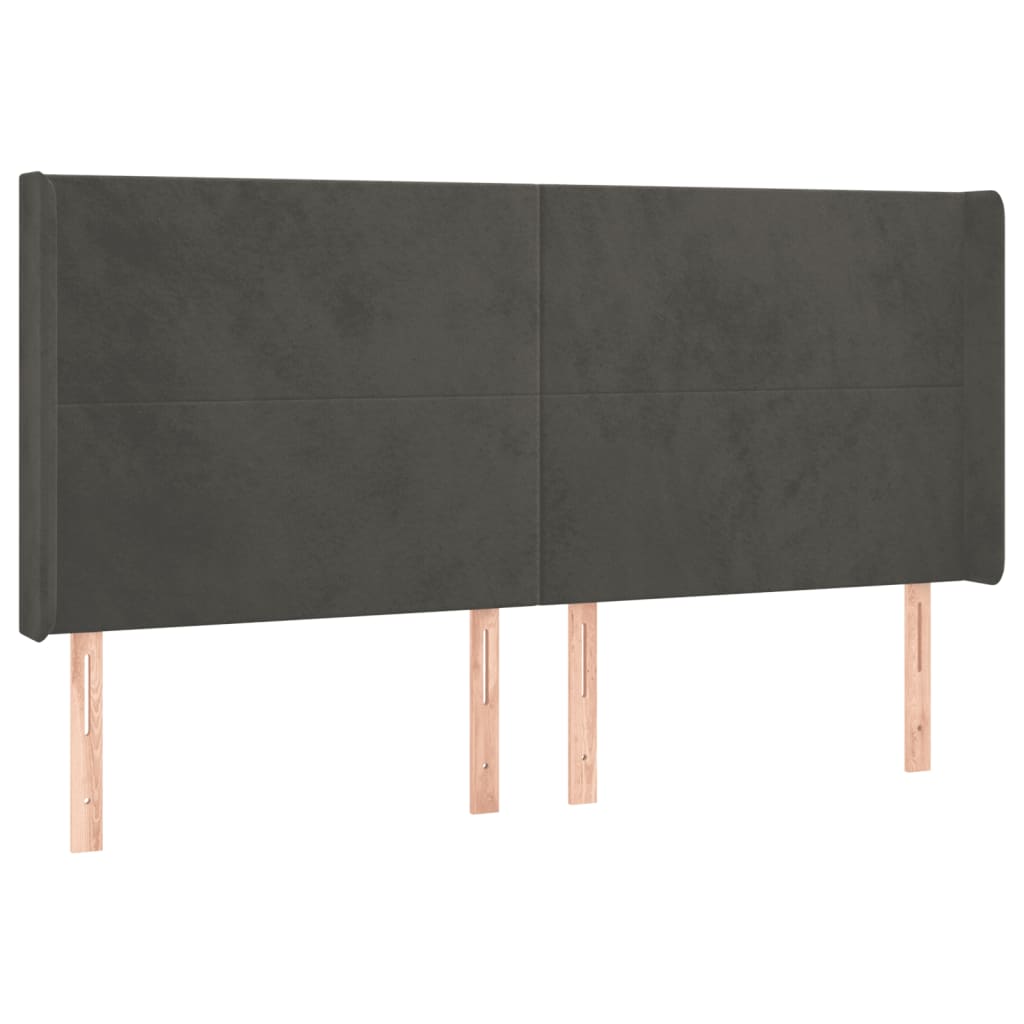 LED uzglavlje tamnosivo 163x16x118/128 cm baršunasto