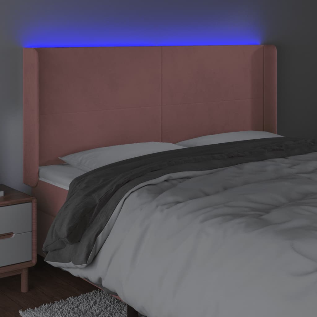 LED uzglavlje ružičasto 183x16x118/128 cm baršunasto