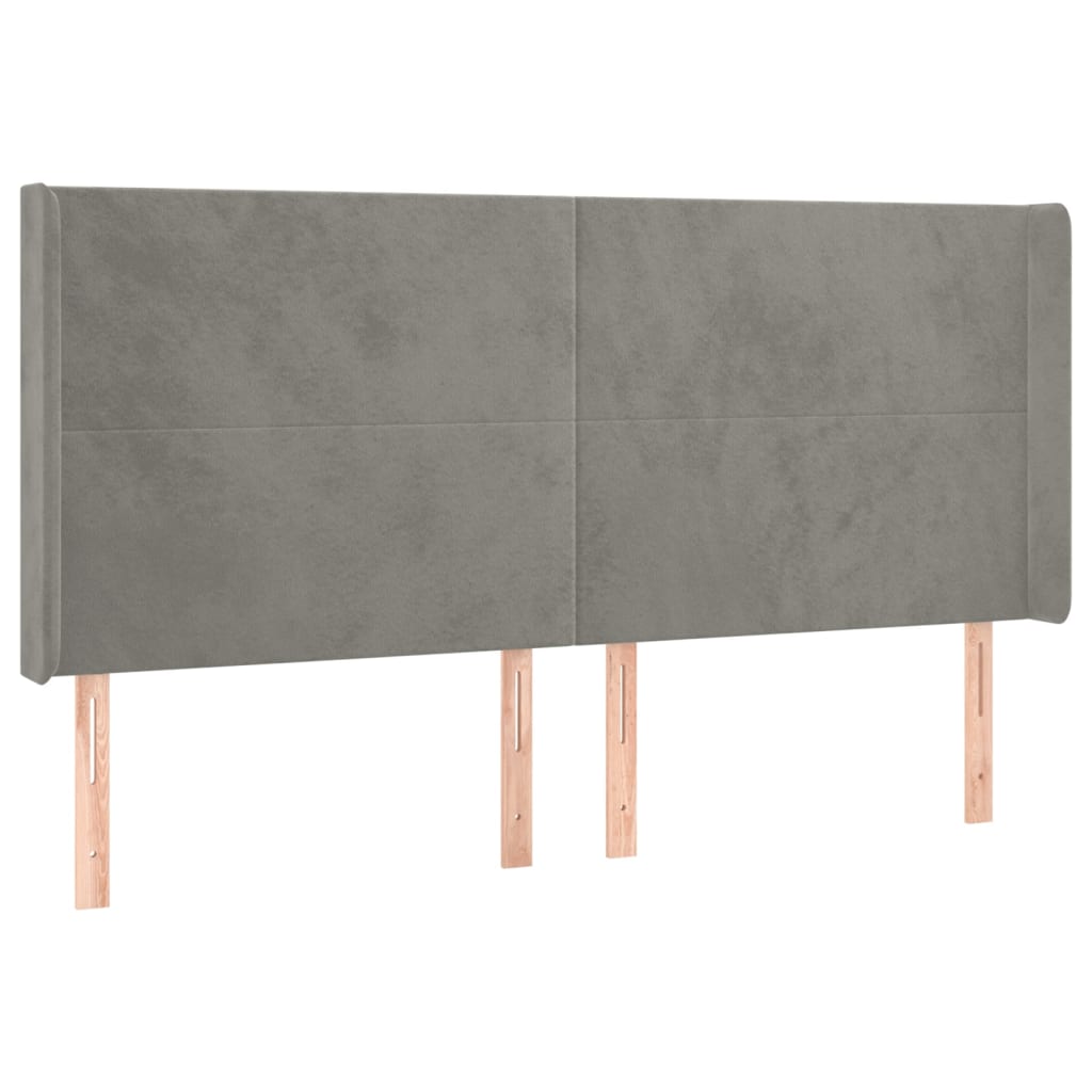 LED uzglavlje svjetlosivo 203 x 16 x 118/128 cm baršunasto