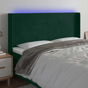LED uzglavlje tamnozeleno 203 x 16 x 118/128 cm baršunasto